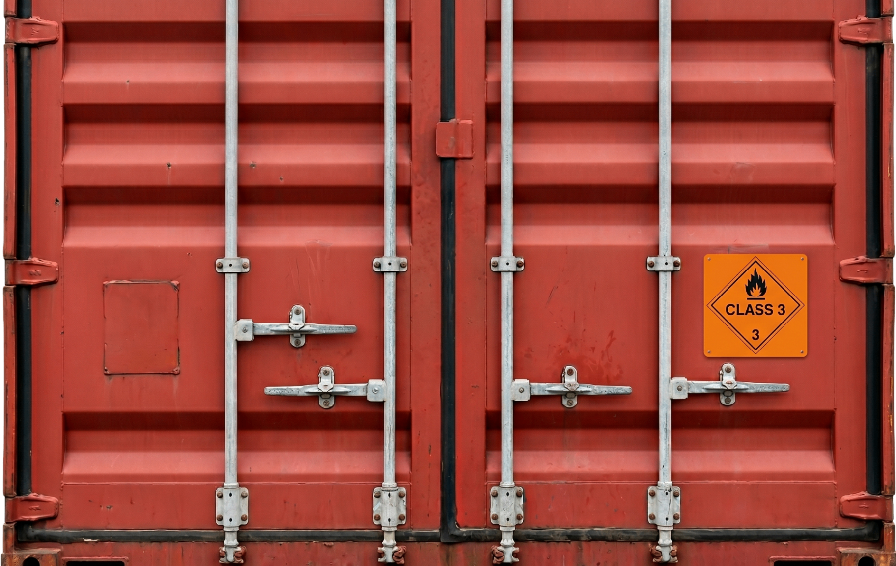 Class 3 flammable placard on container door